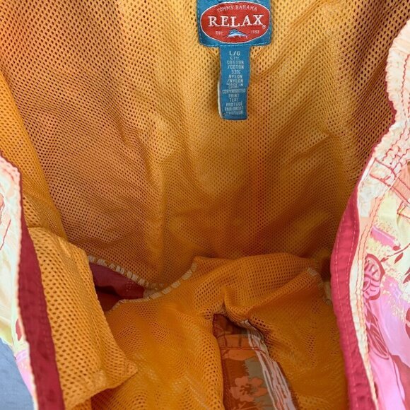 Tommy Bahama Mens Swim Trunks Large Red Orange Pink Floral Shorts Hawaiian Beach - Picture 4 of 10